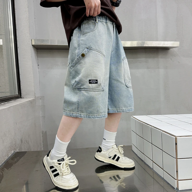 男童牛仔短裤夏季薄款2025新款儿童夏装五分裤中大童夏款裤子痞帅