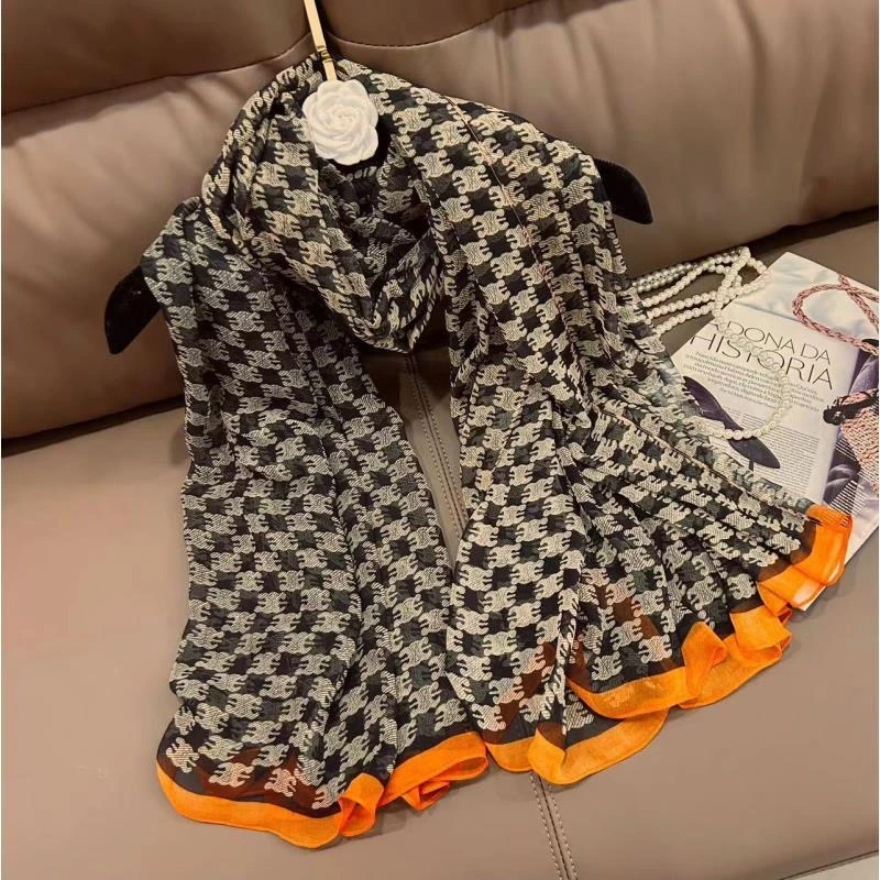 云纹纱加大版【180*140左右】旅游拍照女士百搭洋气高档丝巾