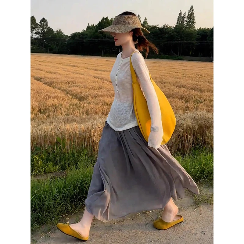 韩系穿搭一整套高级感洋气减龄时尚白色防晒T恤半身裙套装女夏季