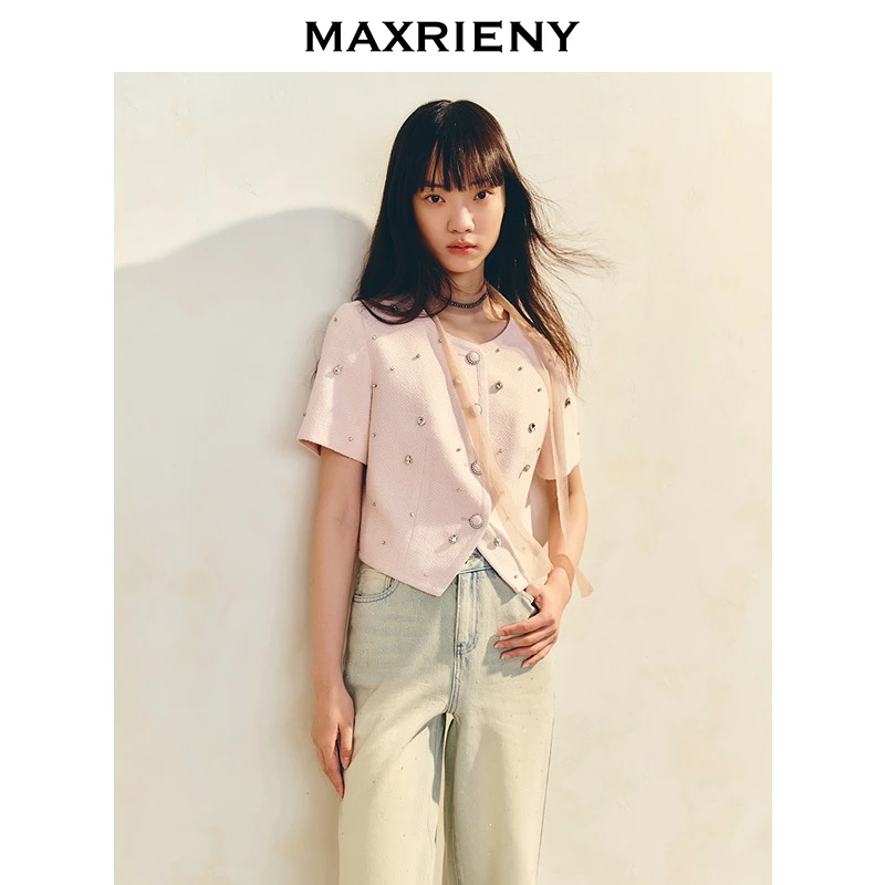 【商场同款】MAXRIENY华丽千金风短外套女立体钉珠设计高级气质感