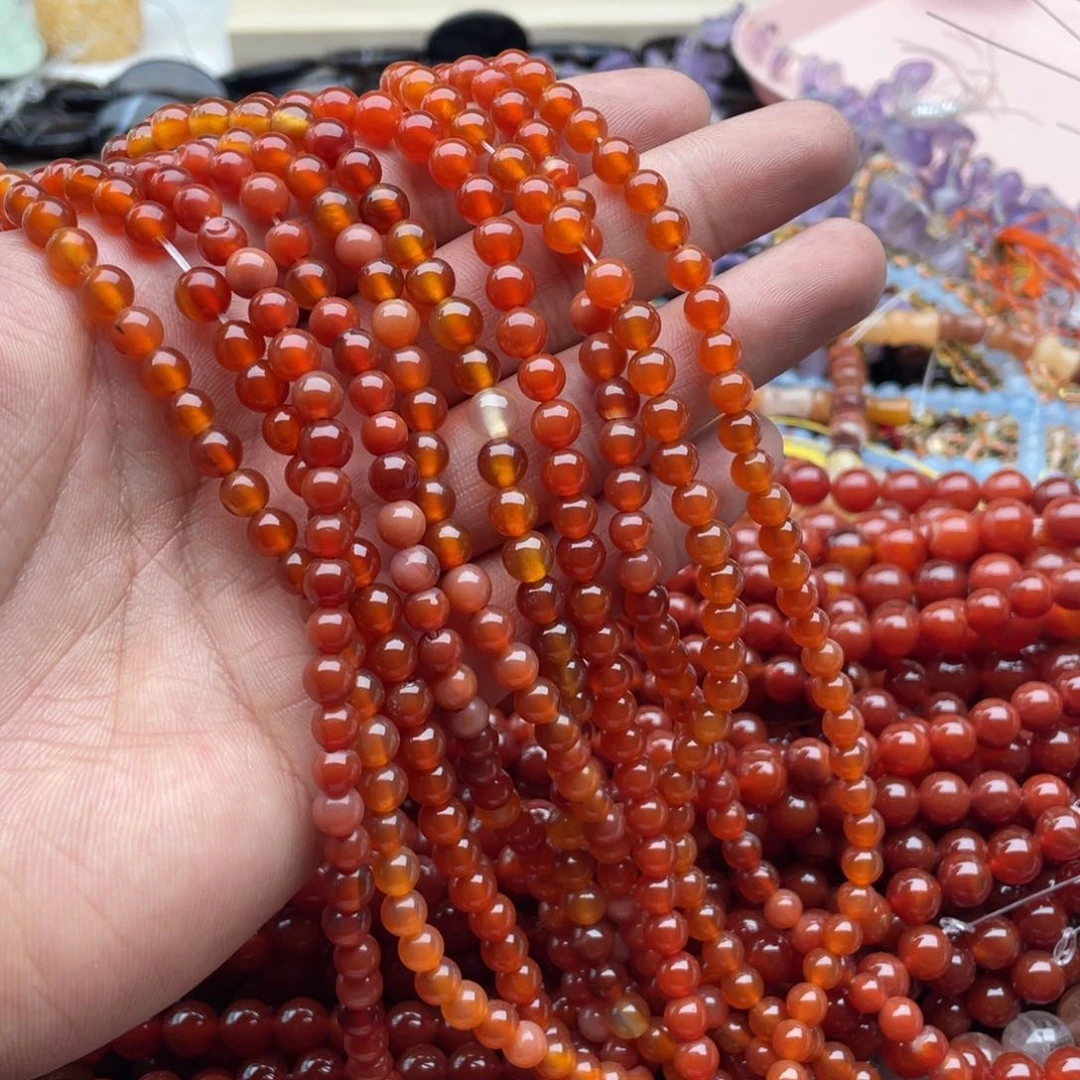 玛瑙/玉髓珠宝半成品未镶嵌一条装卡6mm红玛瑙圆珠