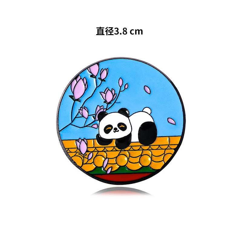 合金大理石胸针 【熊猫定制合金胸针】大熊猫花花萌兰熊猫胸针