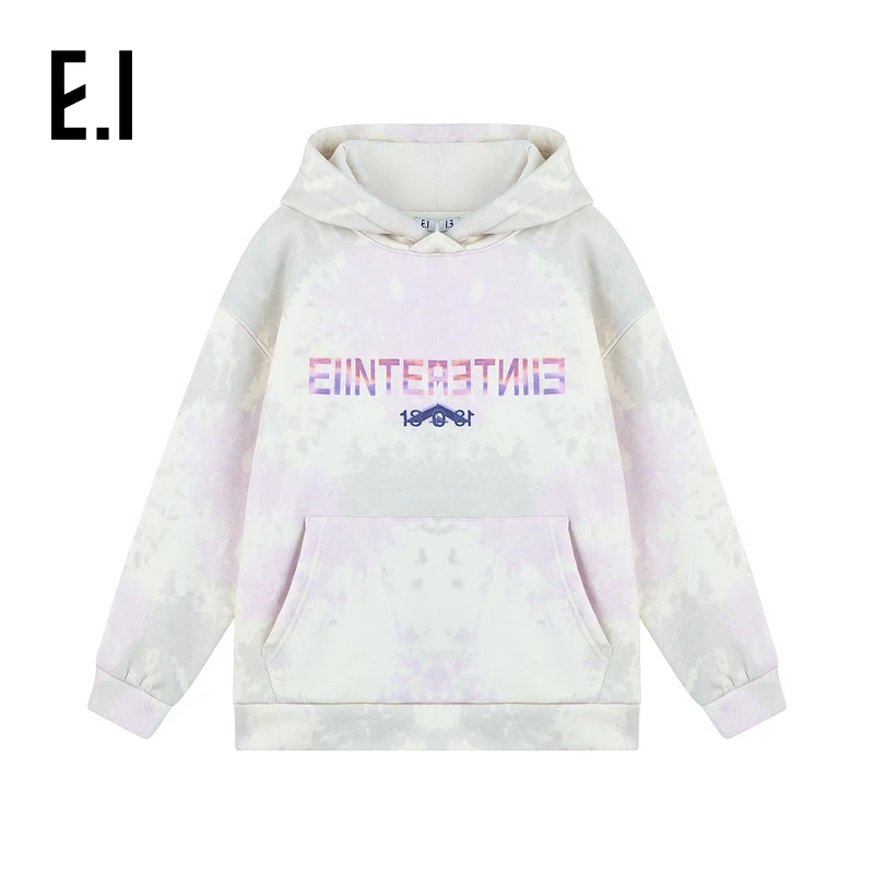 E.I童装连帽加绒款卫衣冬装新款扎染渐变色休闲帽衫D8244106144