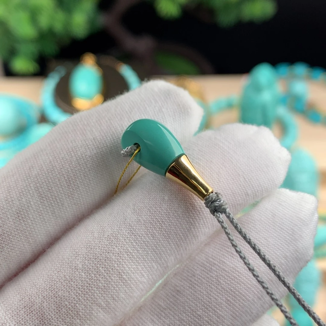 绿松石配珠卡9.118K金镶嵌