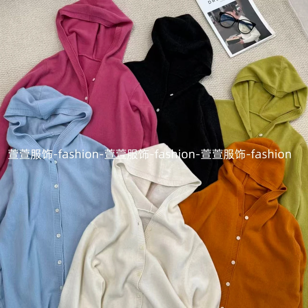 【萱萱服饰】ZZ1343秋季新款百搭纯羊毛简约柔软舒适连帽针织长袖女