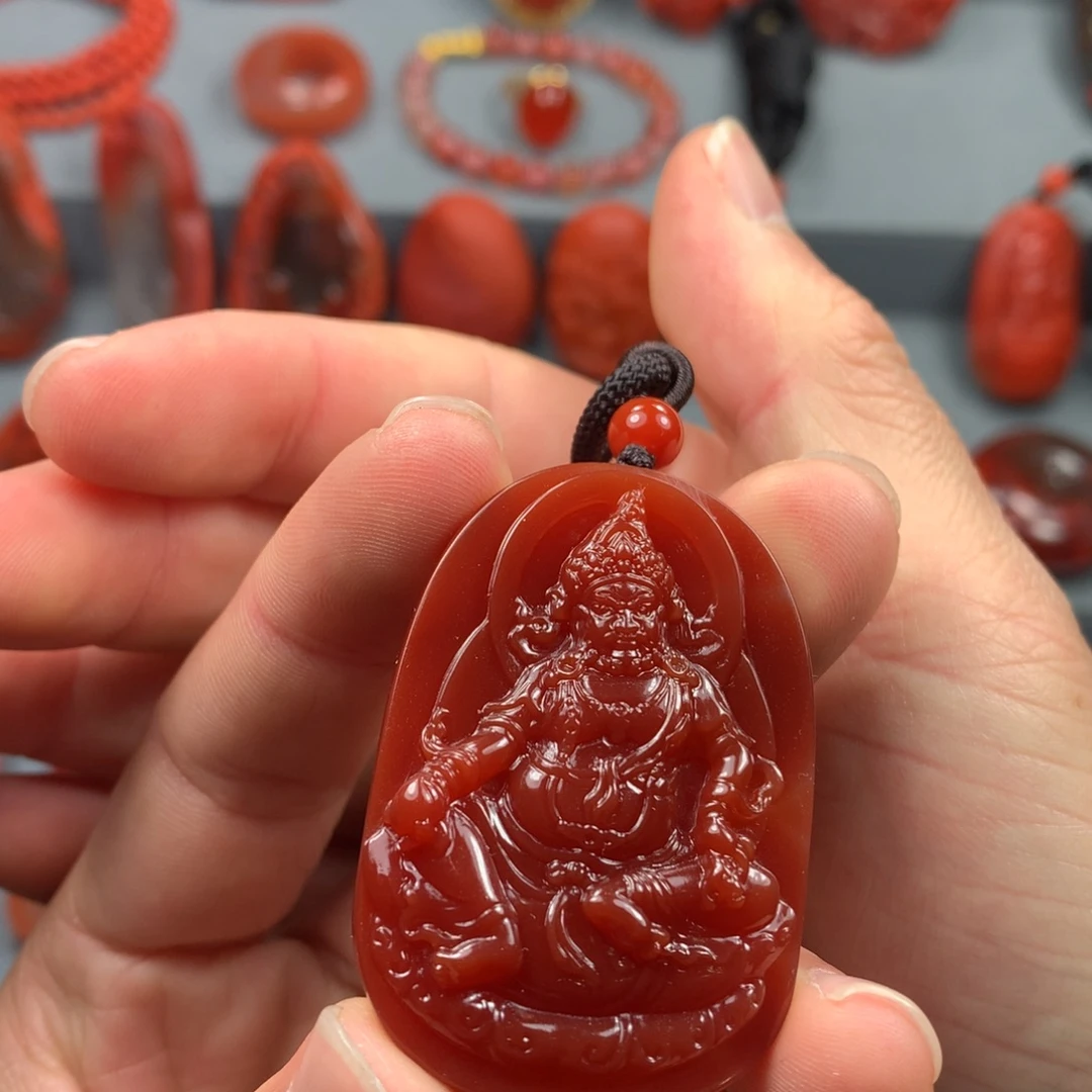 南红玛瑙未镶嵌1黄财神吊坠