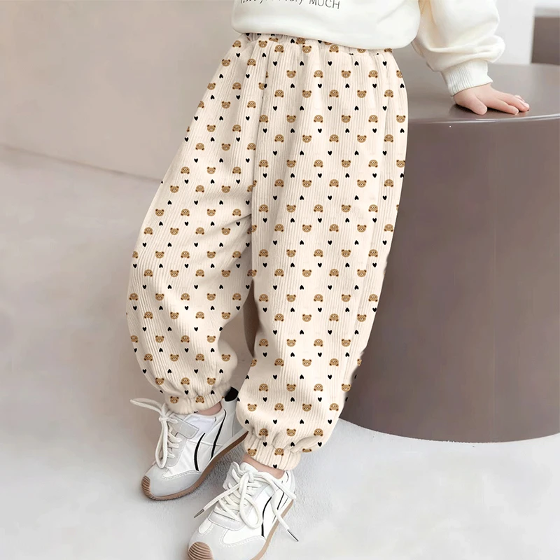 2025儿童裤子春秋新款男女童运动裤中小童洋气百搭灯芯绒束脚长裤