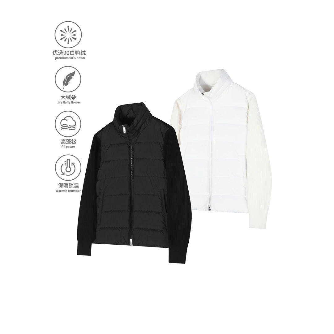 MaxDstr 轻薄90白鸭绒保暖修身cleanfit毛织排骨羽绒服男冬季外套