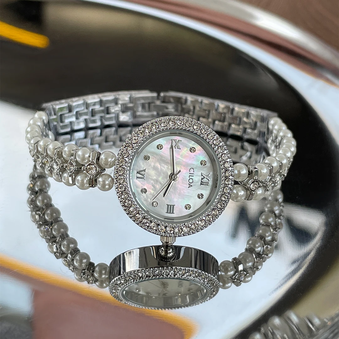 CILOA【珍珠】手链式满钻小巧精致石英女表-R630