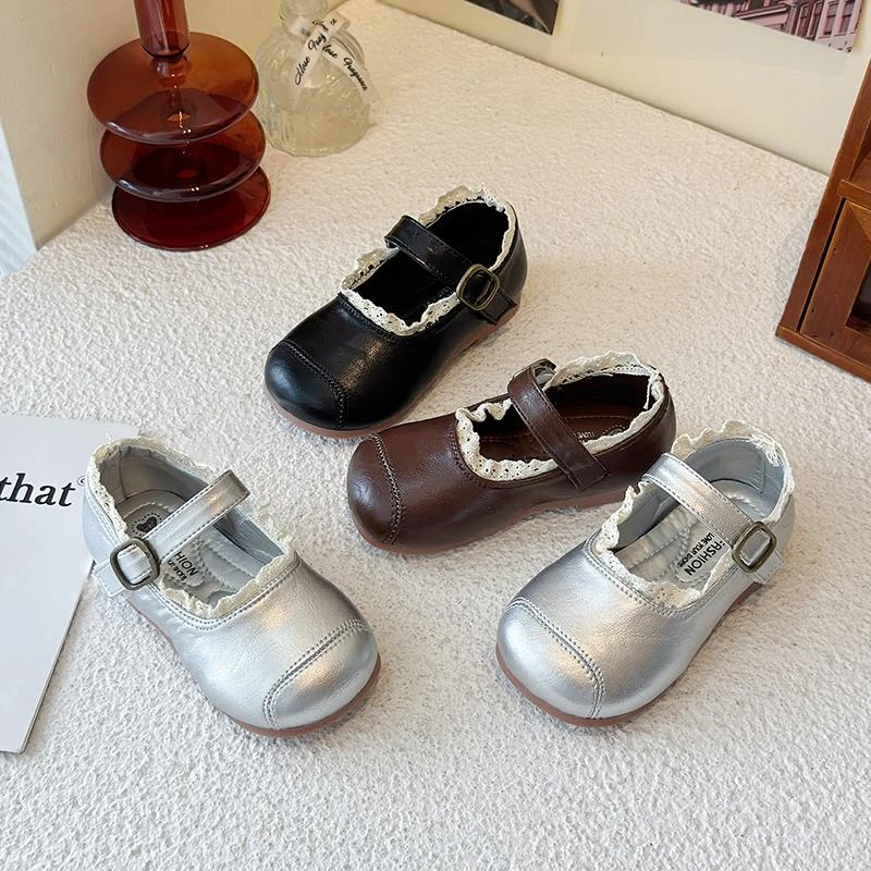 女童小皮鞋2025秋季新款儿童鞋子软底公主鞋春夏女宝单鞋女孩银色