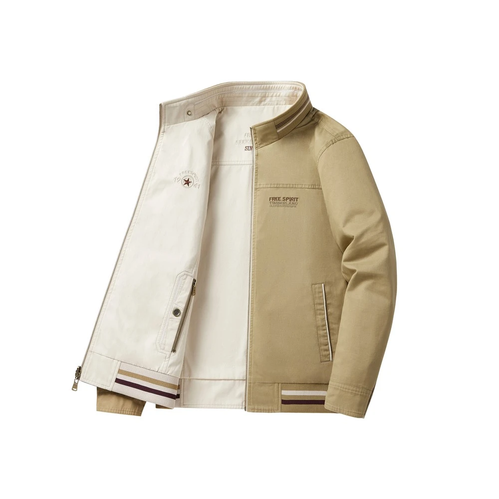 2026秋冬新款男士立领夹克外套休闲两面穿爸爸男装上衣茄克衫外套