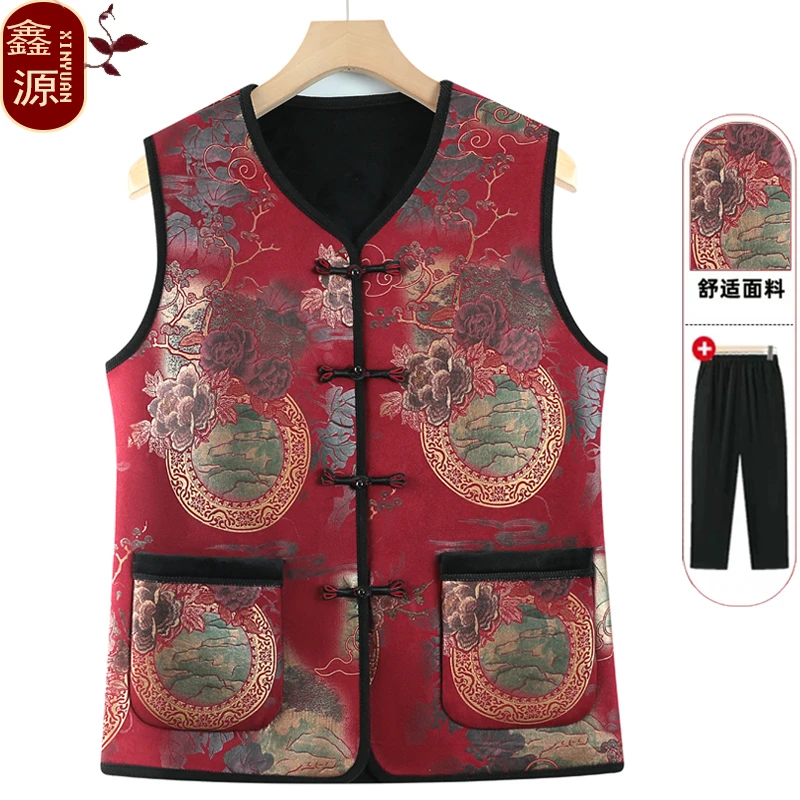 中老年人马甲女奶奶秋装外穿厚款妈妈新款背心老太太坎肩春秋衣服