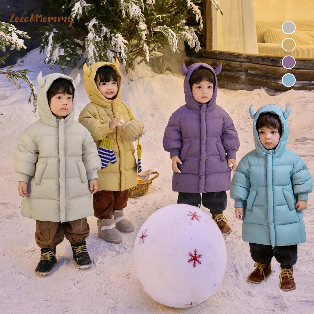 【小怪兽系列】冬季儿童中长款羽绒外套连帽服