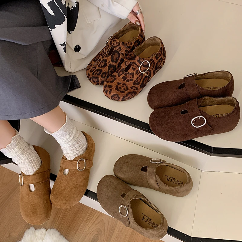 内增高加绒勃肯鞋学院风圆头磨砂皮豆豆鞋防滑鞋子学生秋冬保暖