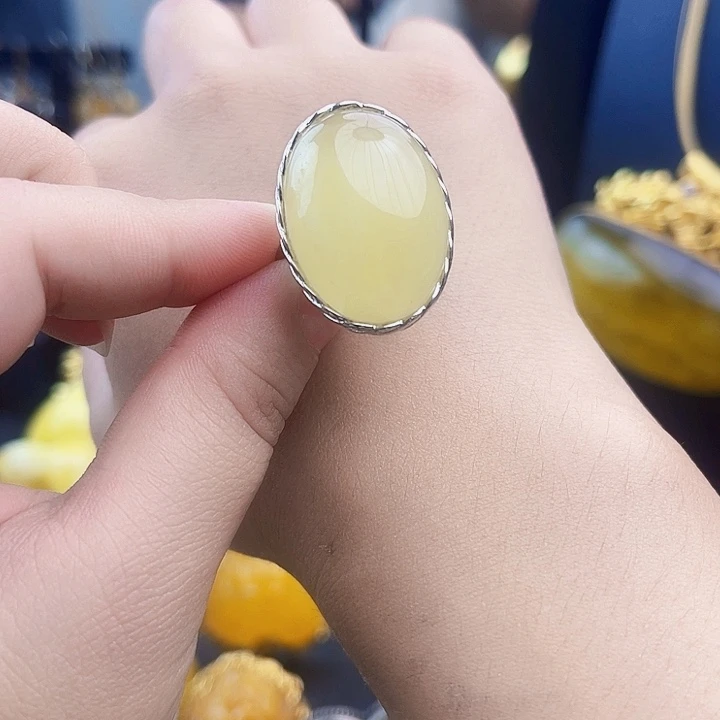 裸石琥珀银S925镶嵌