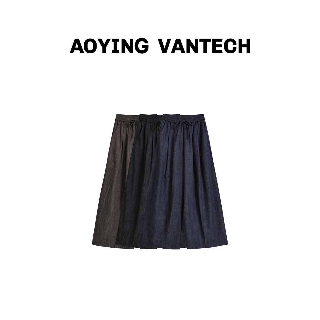 AOYING VANTECH【游园旷野】柔软宽松垂感阔腿休闲牛仔裤