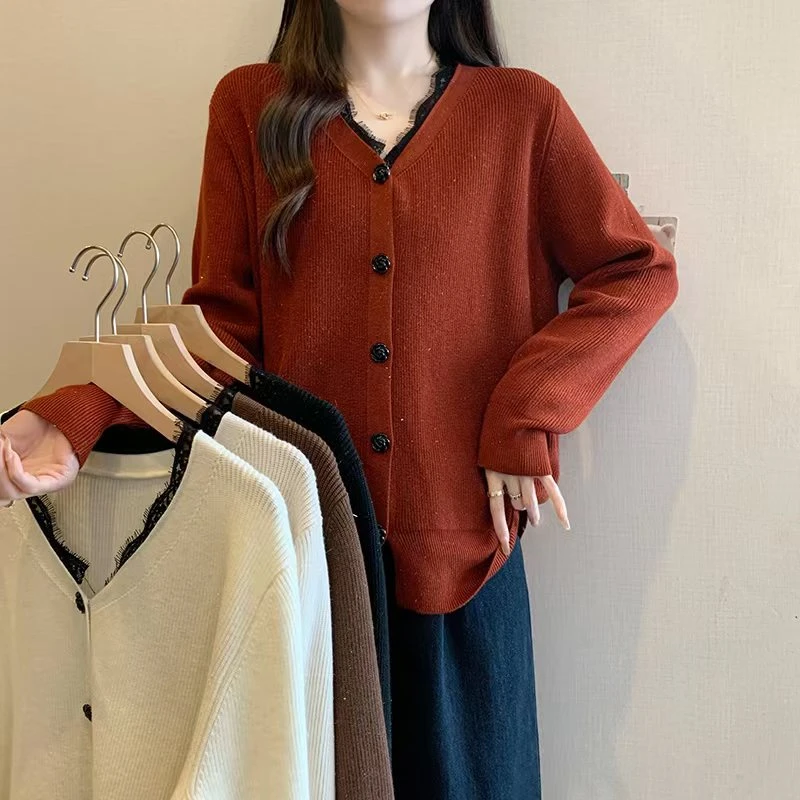女装2025春季新款纯色针织衫上衣胖妹妹洋气长袖打底衫毛衣女3762