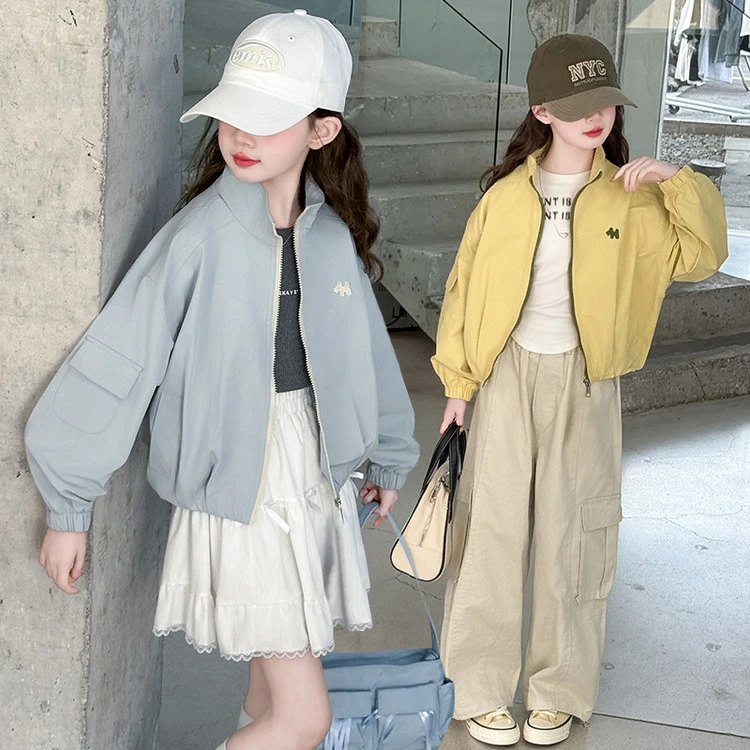 早春新款女童外套中大童童装休闲宽松时尚外穿外套zb5408简约童品