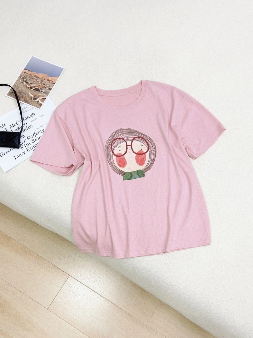 【女王洛克】韩版卡通印花减龄百搭圆领短袖t恤女洋气衣服女LK81988