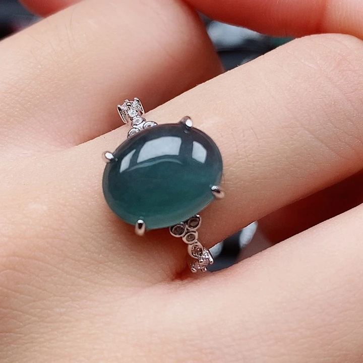 翡翠戒指银S925镶嵌戒指