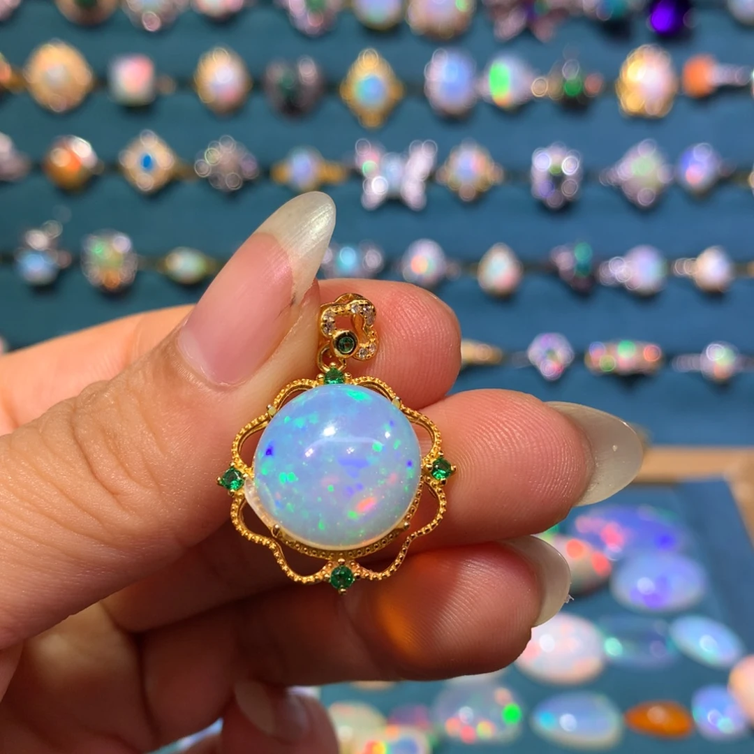 欧泊银S925镶嵌吊坠款