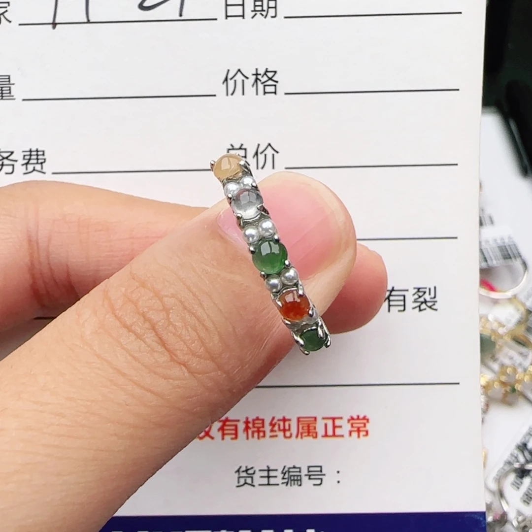 翡翠戒指银S925镶嵌戒指