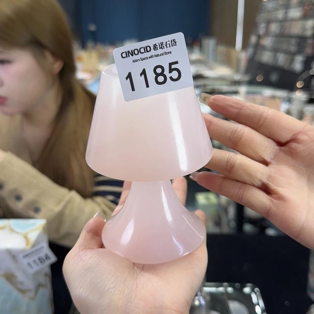 石材1185粉玉台灯烛台福利