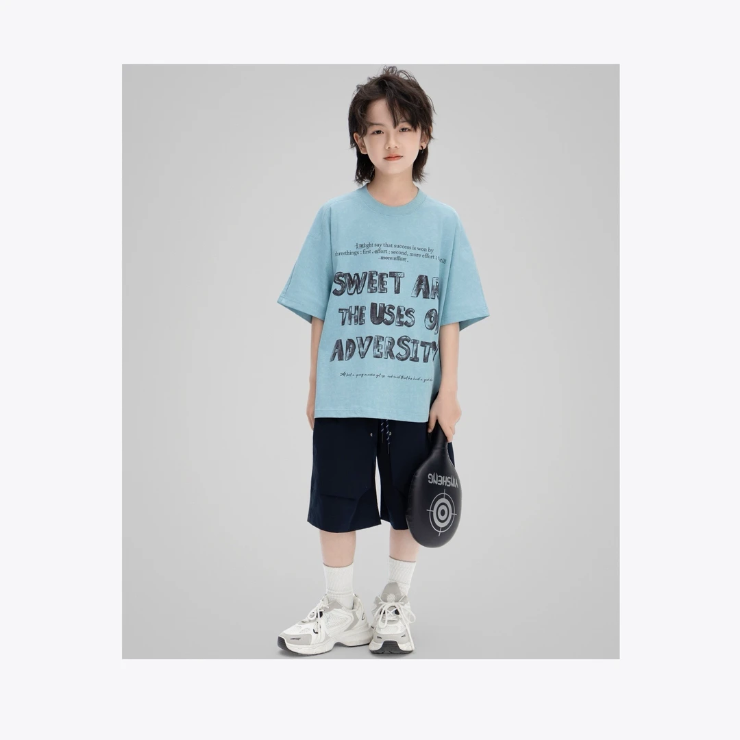 【现货】潮童短袖百搭T恤中大童男童女童短袖潮童舒适棉T恤YG6722