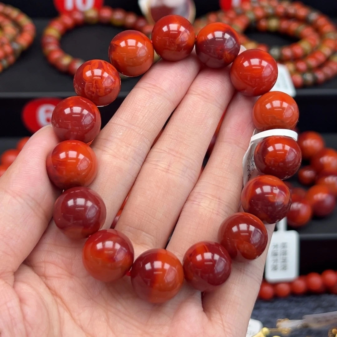 z***2未镶嵌手串南红玛瑙瓦西双色手串14+