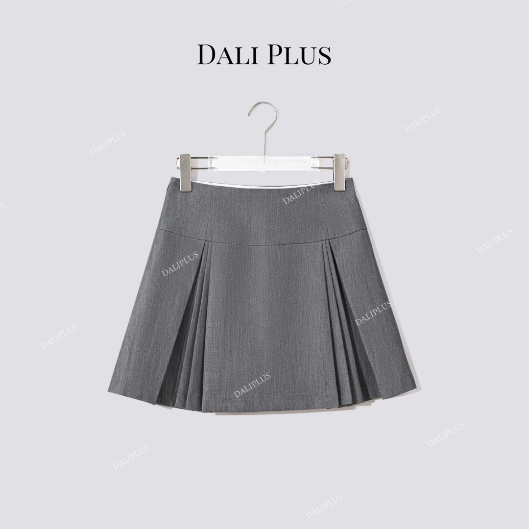 DALI PLUS“万能搭配” 百搭高级灰百褶短裙-D5SZ8062