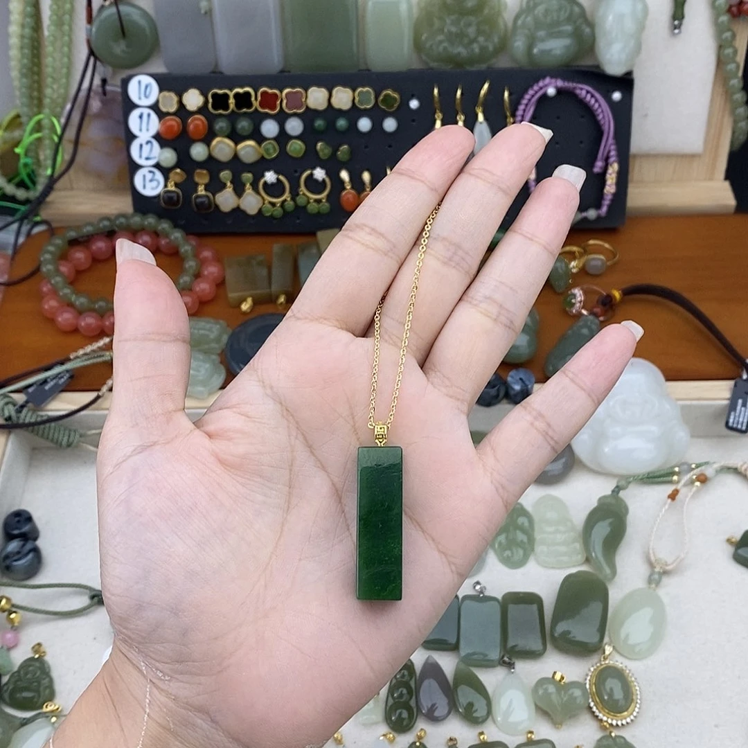 和田玉银S925镶嵌吊坠(不含链)