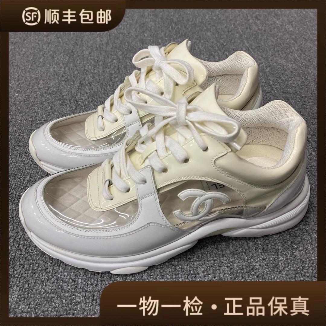 95新 Chanel/香奈儿 98新/36码/香奈儿/白色透明运动鞋/BF01638