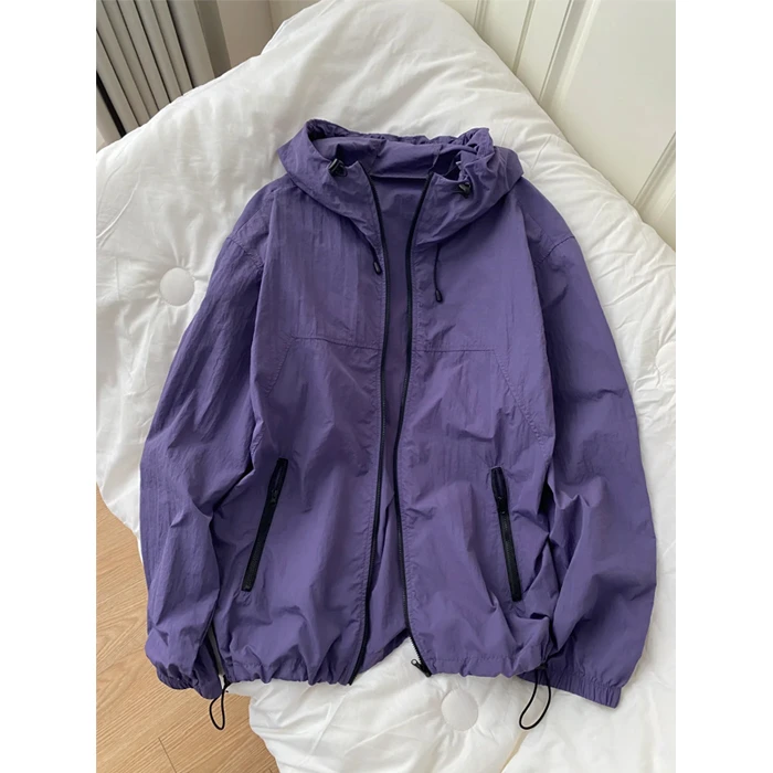 葡萄紫山系户外运动速干连帽防晒衣男夏季轻薄透气冰丝防晒服外套