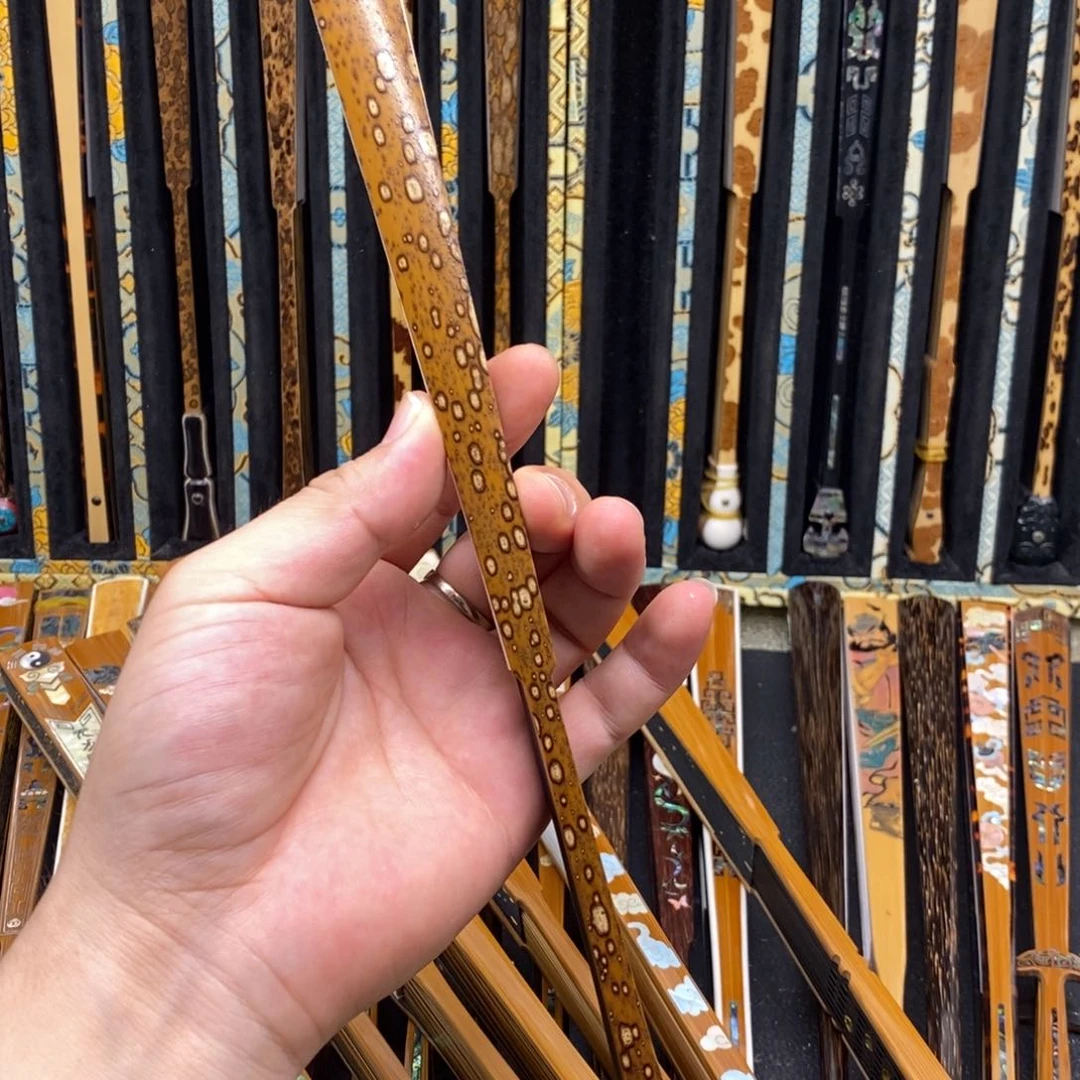 铭***泽扇子白花梅鹿文玩折扇