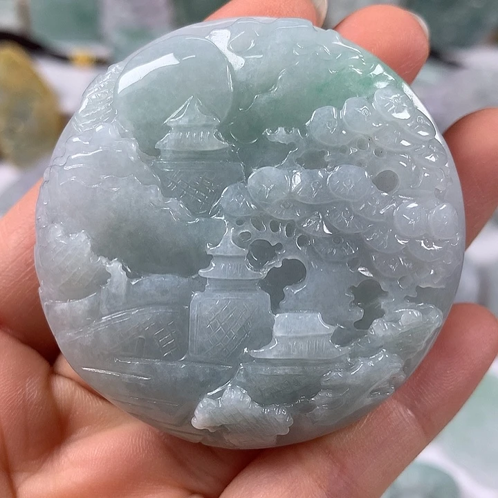 颈饰未镶嵌翡翠山水福利卡厚12+