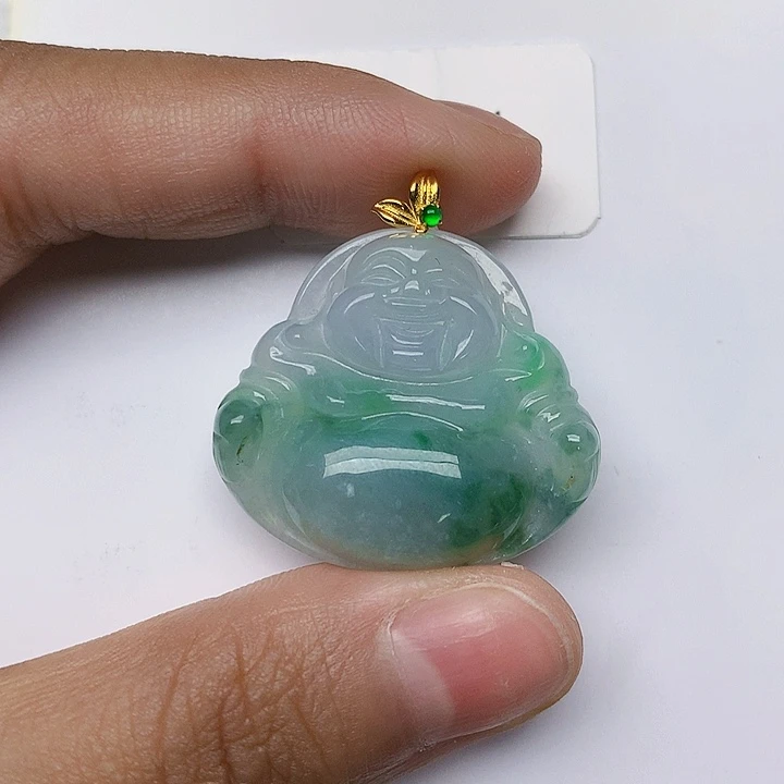 颈饰18K金镶嵌翡翠天然翡翠