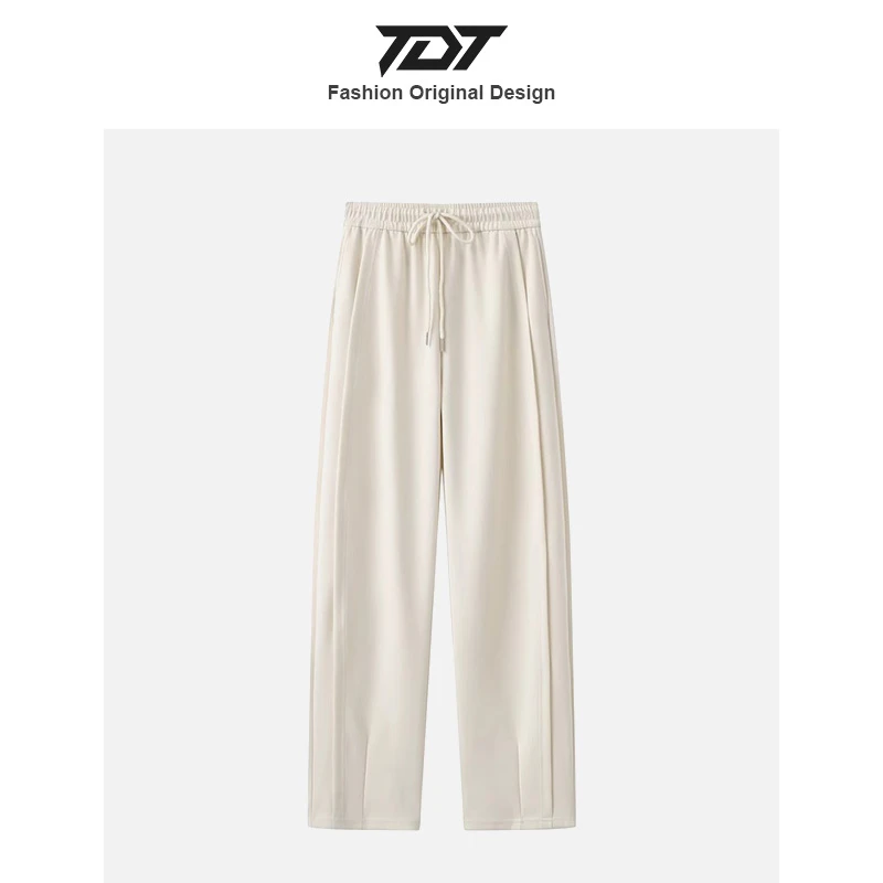 「TDT」空气层弯刀裤夏新品窄版直筒裤休闲裤高腰垂感显瘦运动卫裤