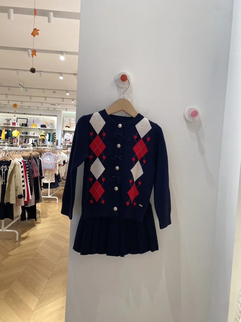 POLOWALK25秋冬新品儿童菱形格经典百搭套装女宝