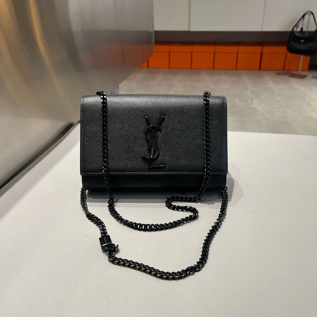 95新 YSL/圣罗兰 黑色Kate鱼子酱链条包