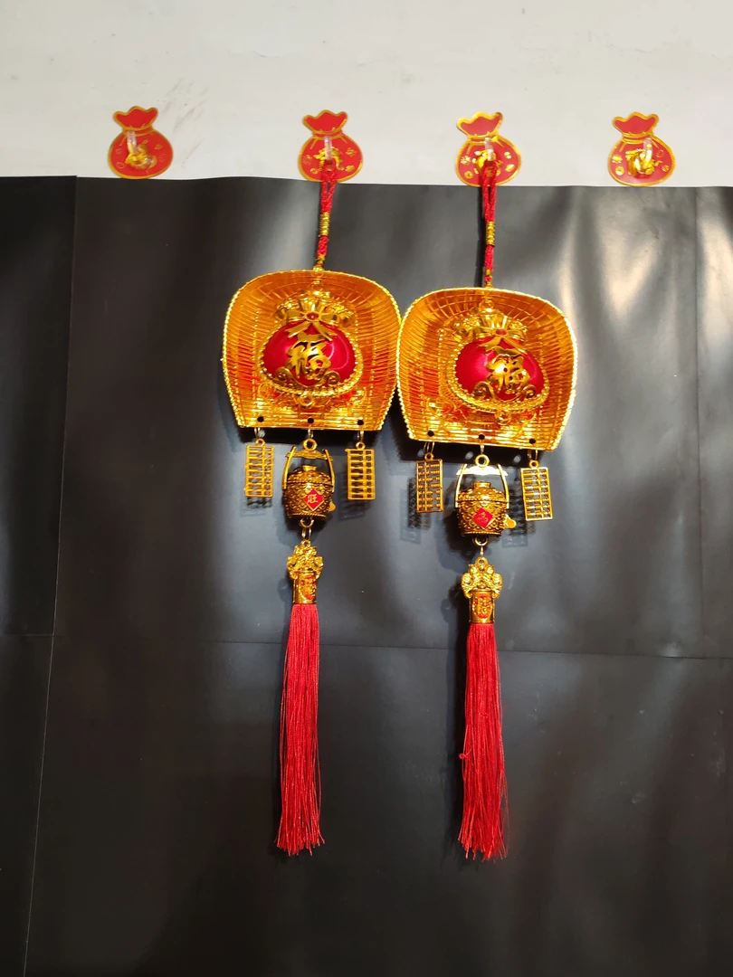 钱袋子金桶算盘春节室内小灯笼福字客厅入户门装饰