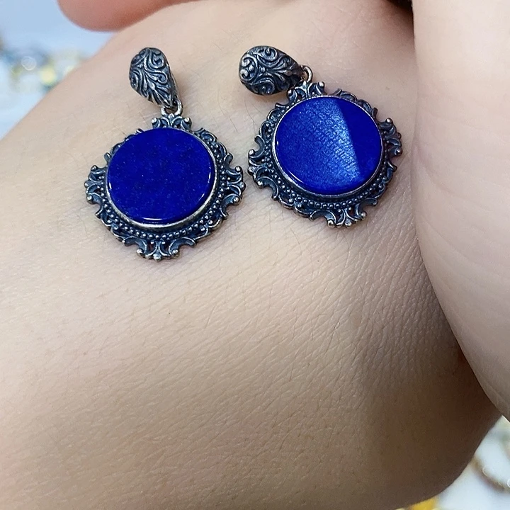 银S925镶嵌青金石颈饰