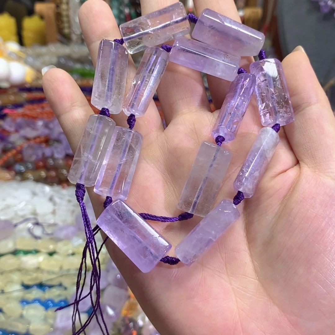 玛瑙/玉髓未镶嵌珠宝半成品紫晶无事牌一条卡12*26mm