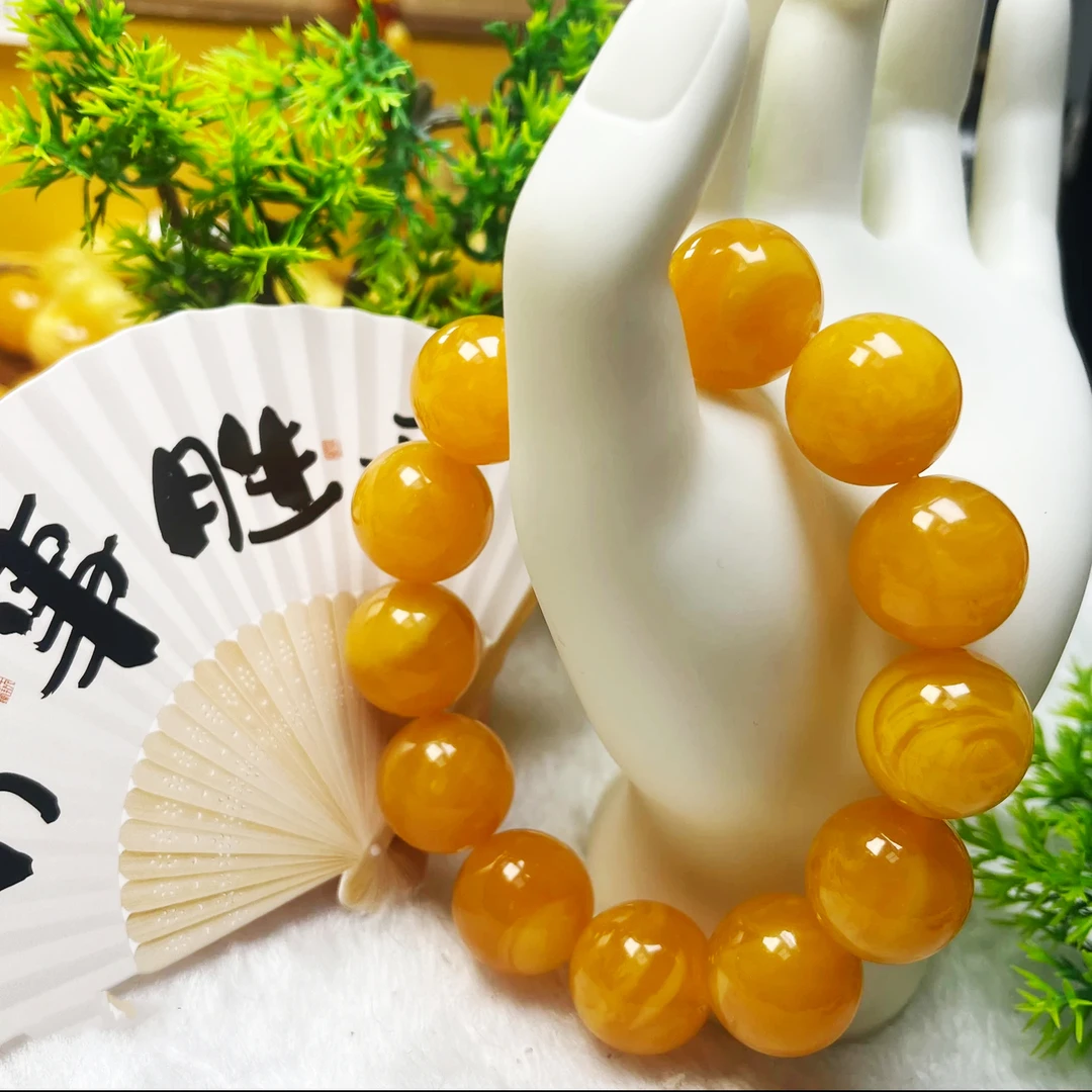 W140古巴新蜜蜜糖红飘花手串18mm