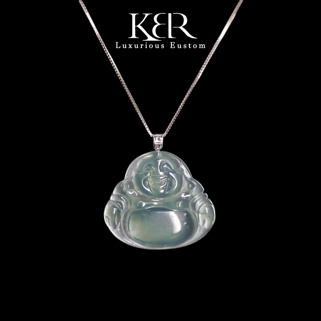 新款天然A货翡翠18K金扣头佛公高冰时尚大气多样性发货KBR0616005