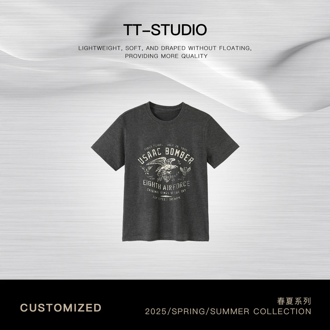 TT【复古T】春夏新品圆领轻薄短袖套头T恤3001