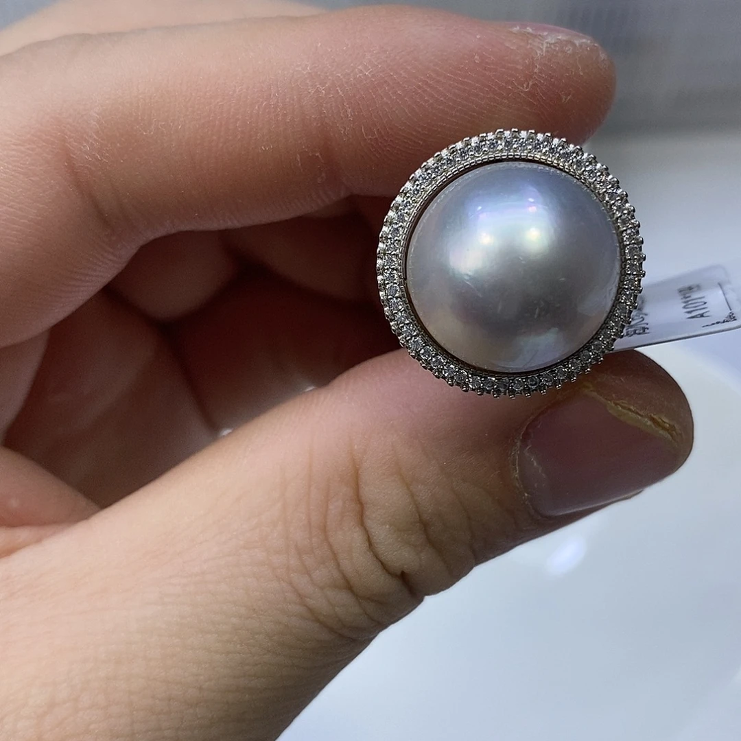 拼合珍珠（马贝珠）银S925镶嵌戒指
