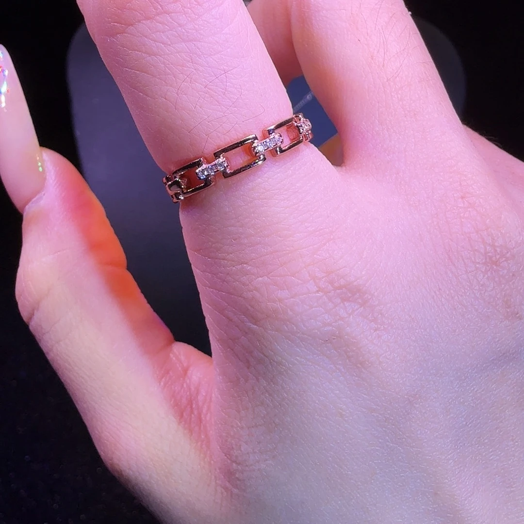 锆石非金属925银开口戒指