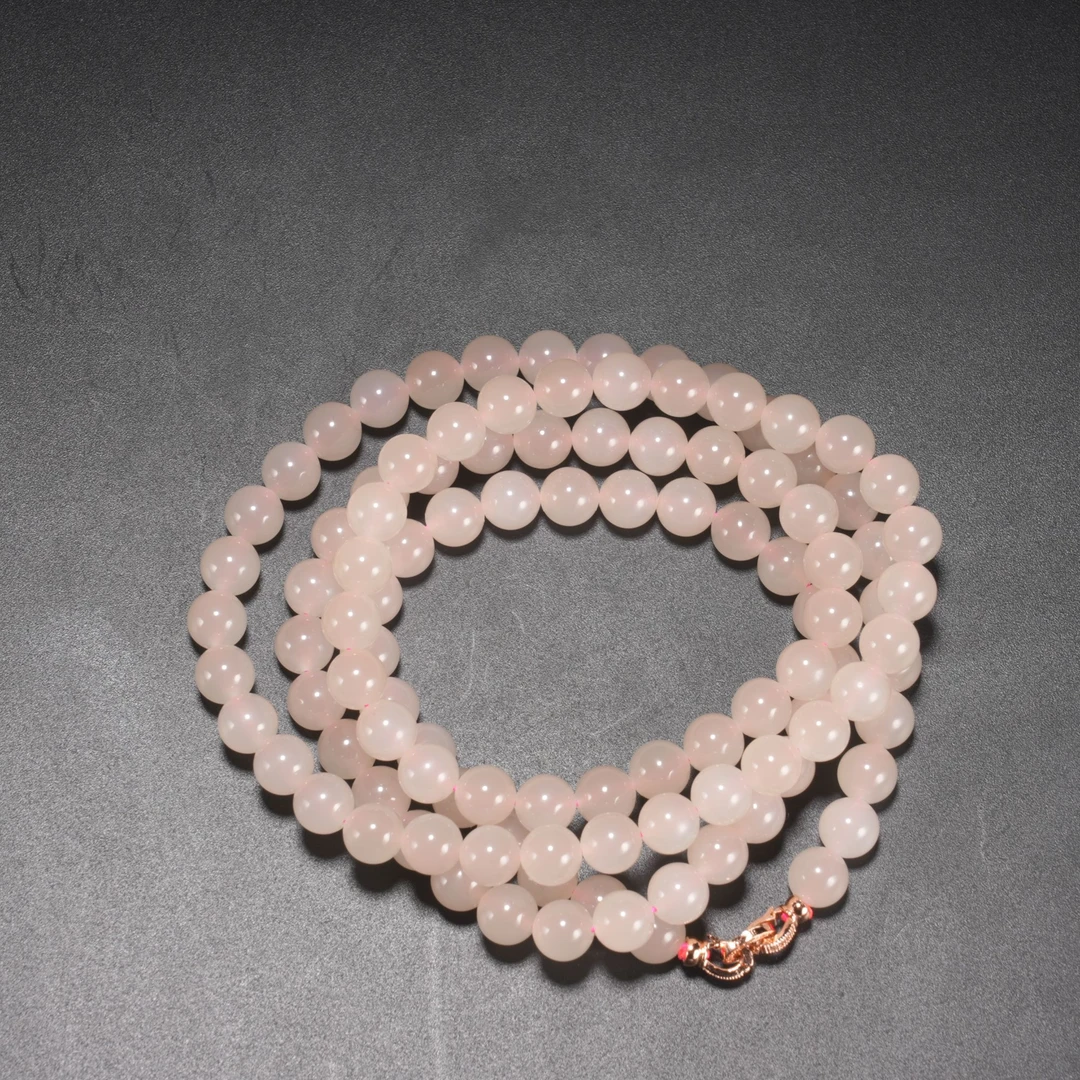 lot18老坑和田玉冰底藕粉108串（珠径8mm）