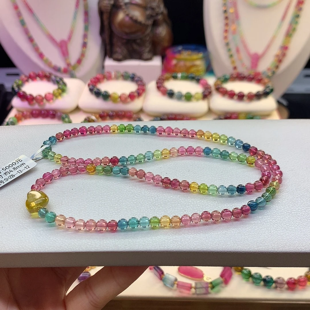 碧玺未镶嵌手串4.8/彩虹。