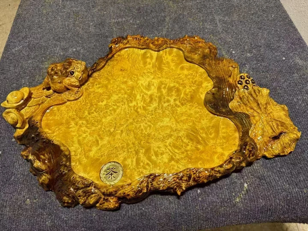 精品黄金樟茶盘 尺寸63-42-5/10 招财进宝 聚财纳福